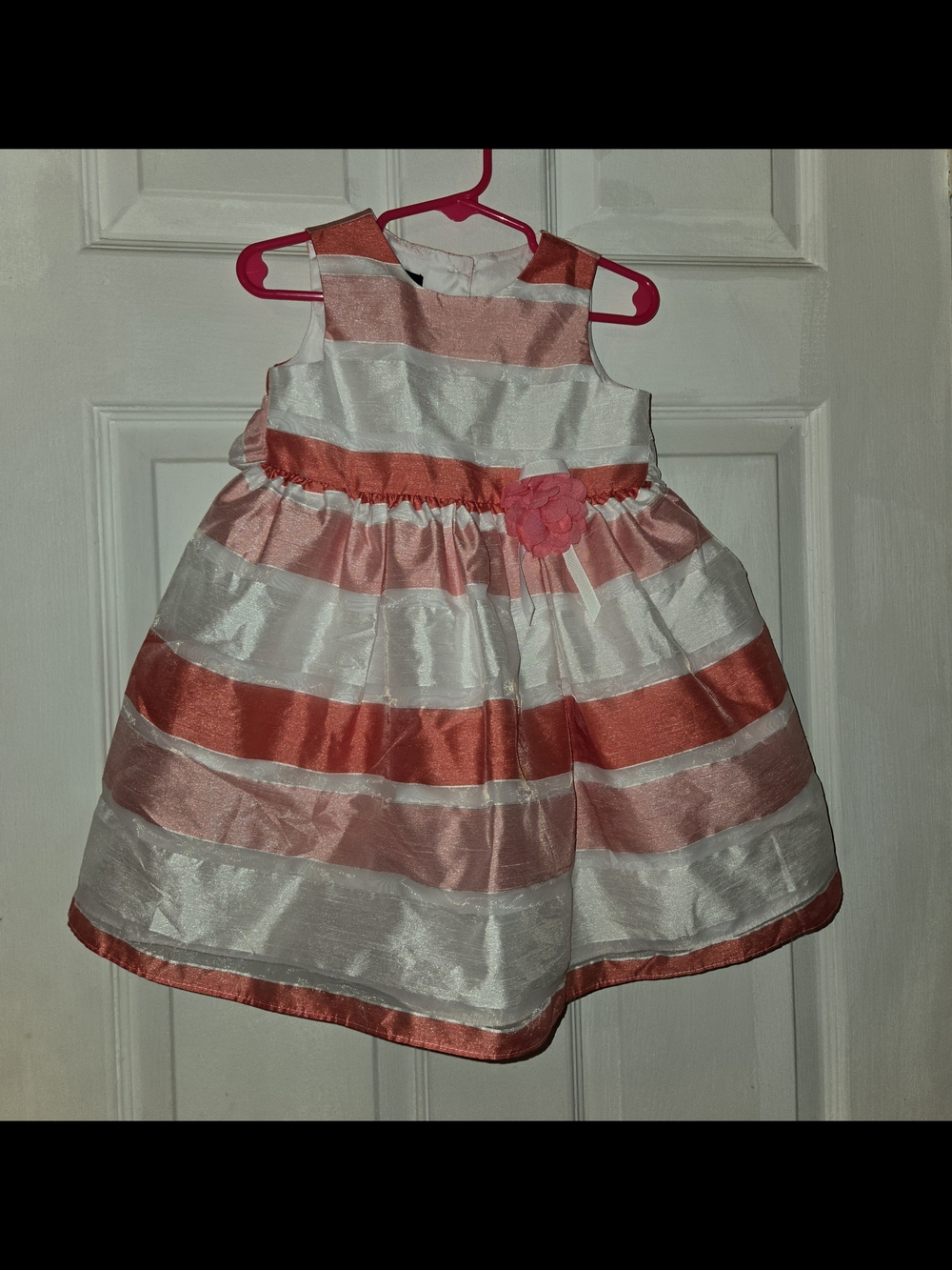 Holiday Editions Coral and White Striped Girls Party Dress SZ 2T